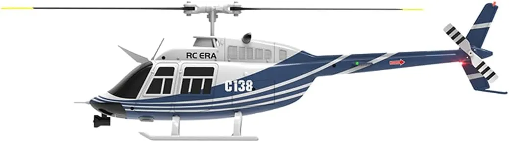 Bell 206 RC Helicopter, 1/30 Scale 2.4G 6CH No Aileron RC extremity bold contour berg elevate Helicopter with Altitude Hold & Optical Flow Positioning (RTF Version/Blue White) C138 