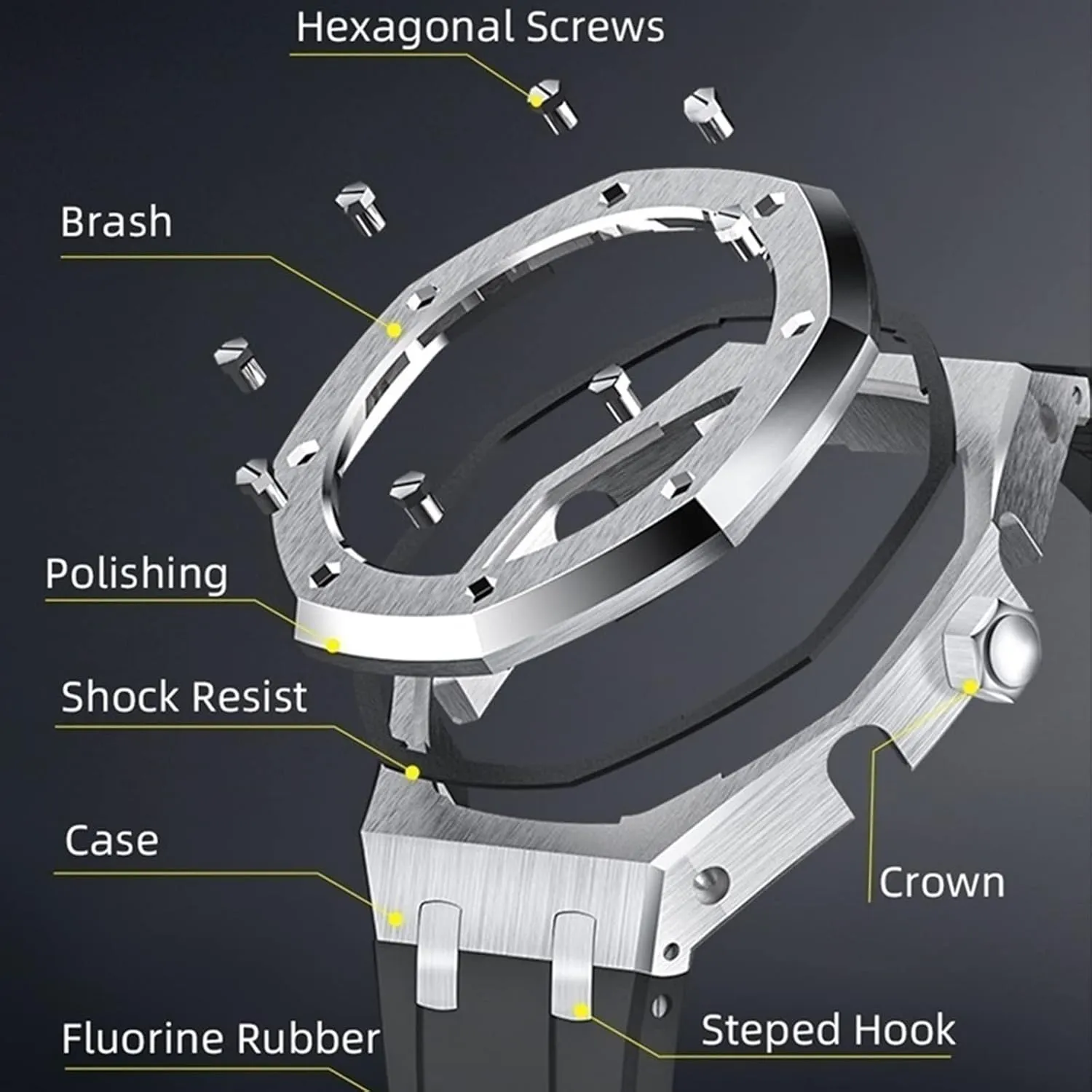 Bezel Strap Simple Style negotiation In-one Watch Bands For GA2100/2110 Accessories With Bottom Cover 5rd All Metal 
