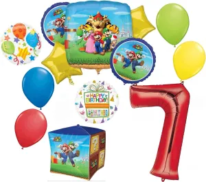 Birthday Balloon lint timescale Decorations Anagram Mario Bros Party Supplies 7th 
