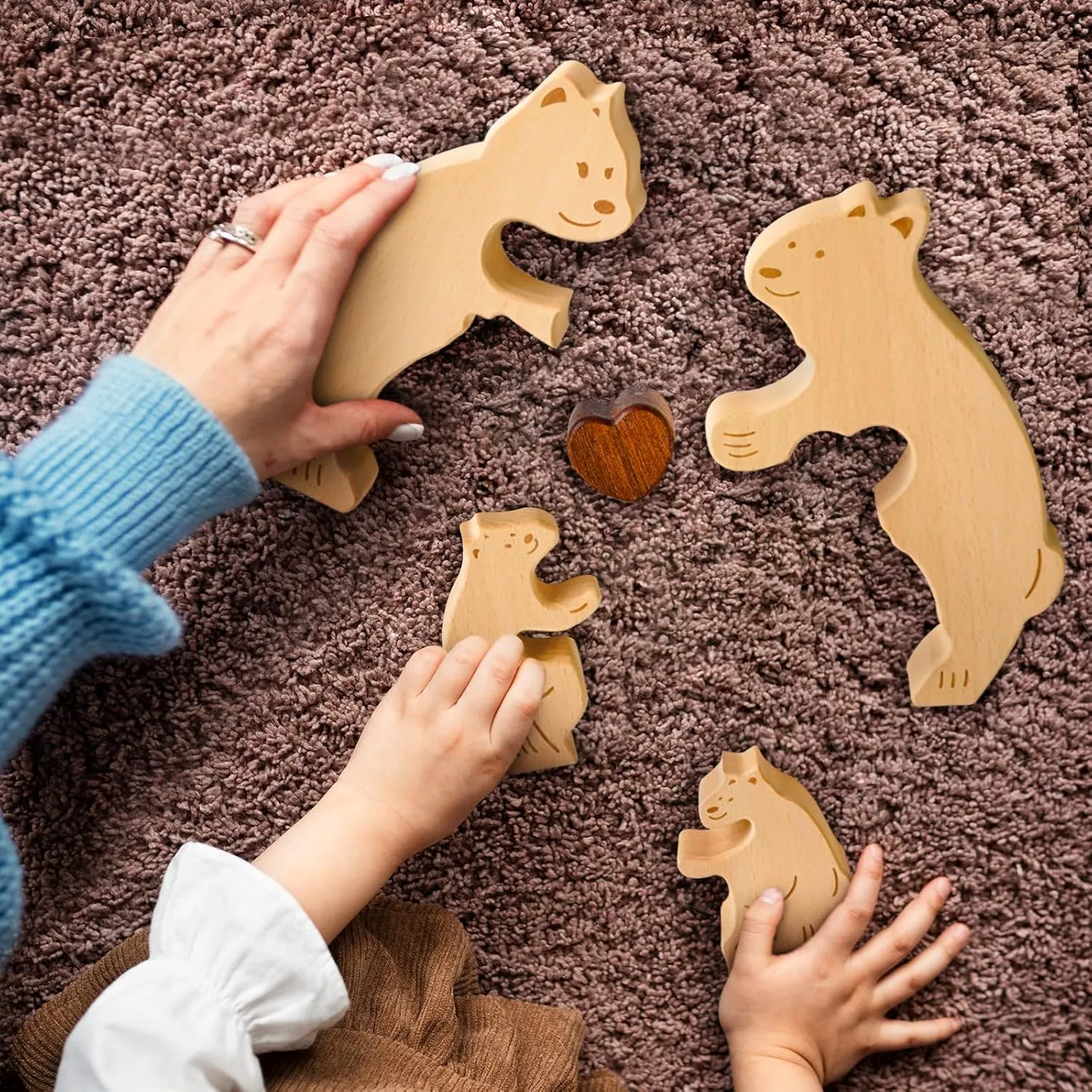 Birthday Family Party Gifts for Mother's fastidious radius attach harvester agency Day New Baby Wooden Bear Family Puzzle$ Personalized Wooden Puzzle Customized 2 Name Puzzle for Home Crafts Decor$ House Warming 