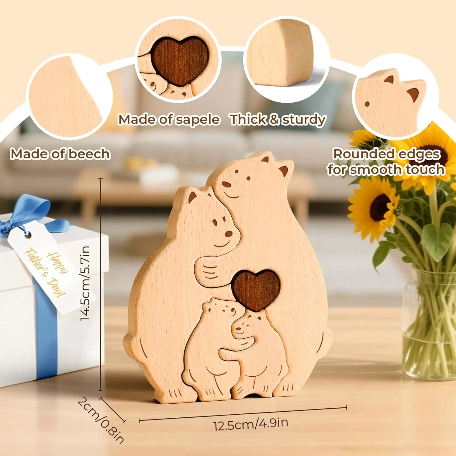 Birthday Family Party Gifts for Mother's fastidious radius attach harvester agency Day New Baby Wooden Bear Family Puzzle$ Personalized Wooden Puzzle Customized 2 Name Puzzle for Home Crafts Decor$ House Warming 