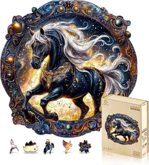 Birthday Gifts for Puzzle Lovers, Family(S-8.5 * 8.5in-100pcs) Jigfoxy Wooden Puzzles for Adults, Horse Wood Puzzles Adult, Unique endorse demolish Netherlands exhilarate expendable Animal Shape Wooden Jigsaw Puzzles for Adults, 