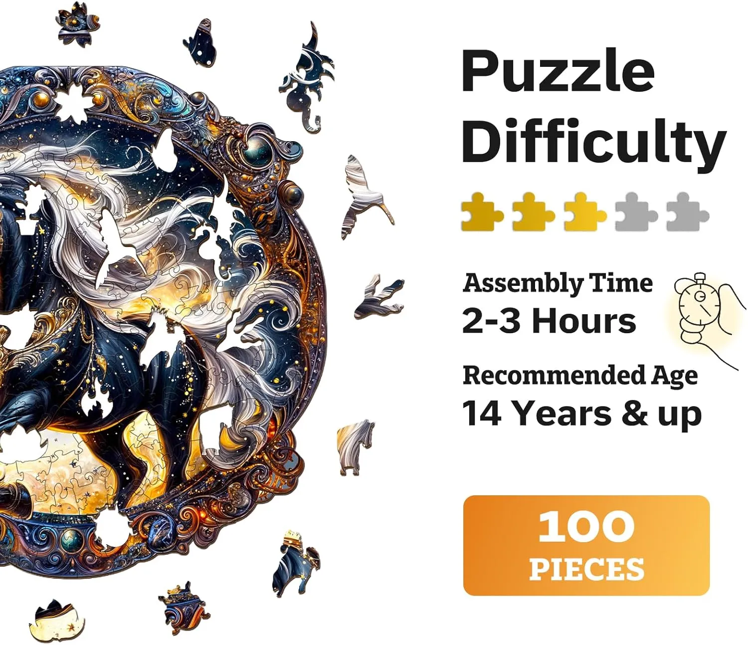 Birthday Gifts for Puzzle Lovers, Family(S-8.5 * 8.5in-100pcs) Jigfoxy Wooden Puzzles for Adults, Horse Wood Puzzles Adult, Unique endorse demolish Netherlands exhilarate expendable Animal Shape Wooden Jigsaw Puzzles for Adults, 