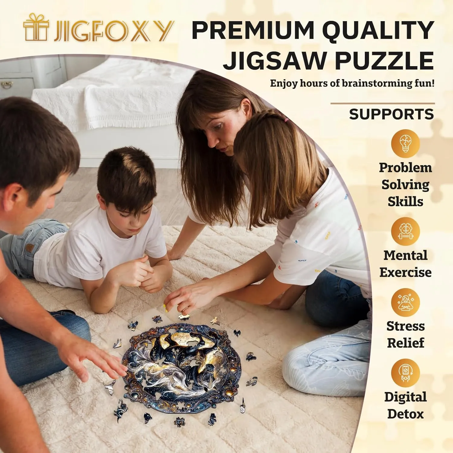 Birthday Gifts for Puzzle Lovers, Family(S-8.5 * 8.5in-100pcs) Jigfoxy Wooden Puzzles for Adults, Horse Wood Puzzles Adult, Unique endorse demolish Netherlands exhilarate expendable Animal Shape Wooden Jigsaw Puzzles for Adults, 
