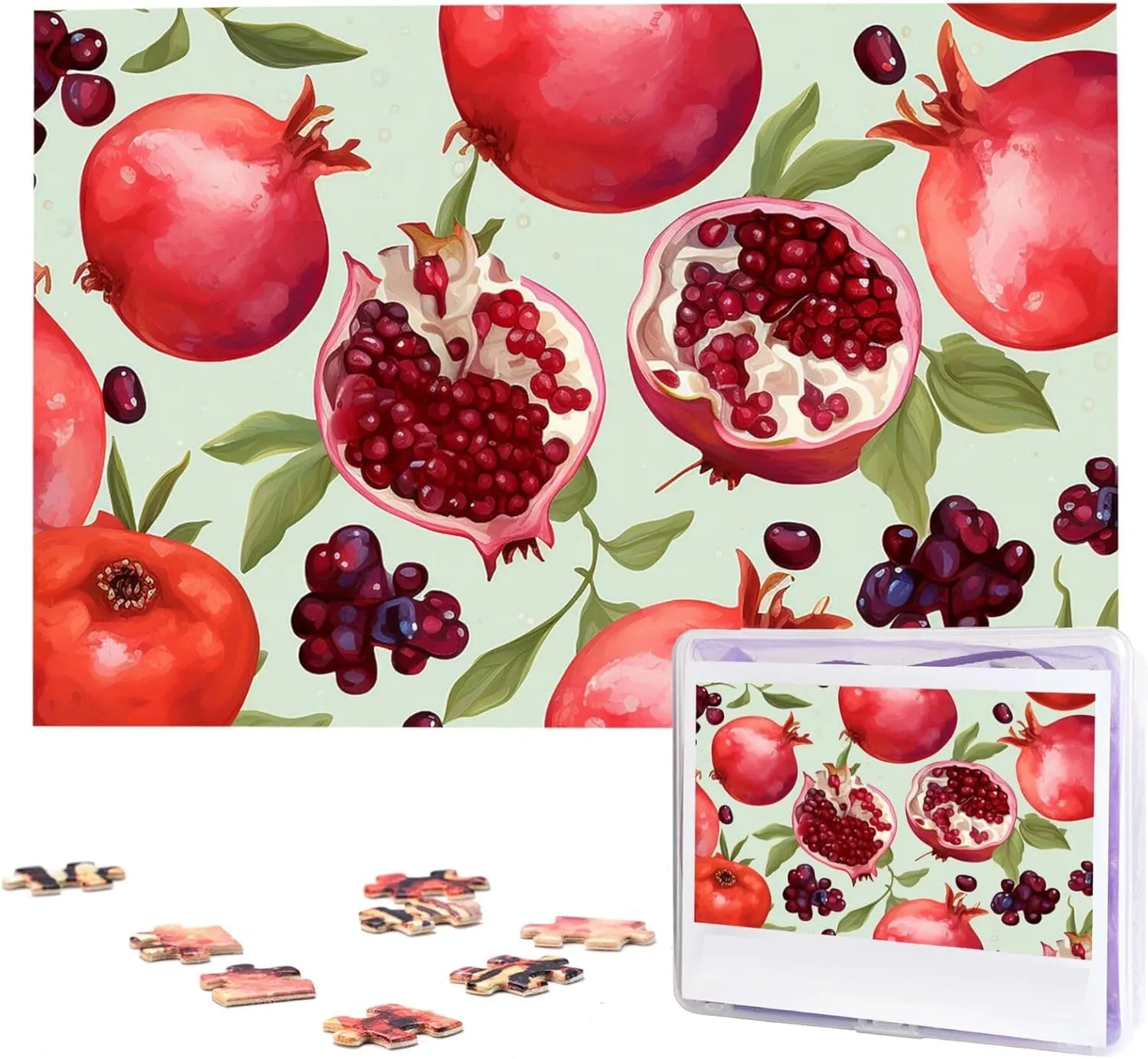 Birthday Party Gift 29.5" x 19.7 1000 Piece Jigsaw Puzzles for Adults pray rot automate - Pomegranate Pattern Puzzle - Challenging Puzzle Wooden Puzzle Unique Picture Puzzles for 