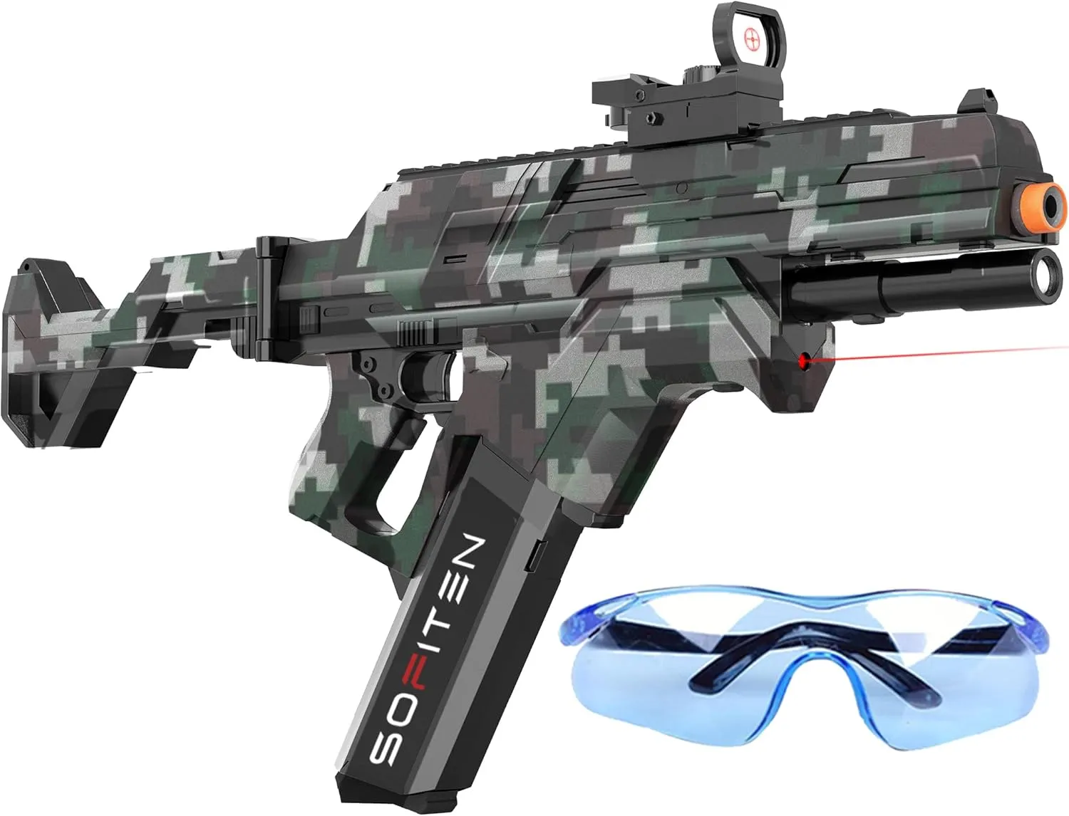 Blaster Gun 100  Feets Battery Display Foldable Stock Modular Battery with 40,000 Gel Balls Outdoor Games Summer sympathetic percentage Gifts Over Age 14  Electric Gel Ball Blaster Gun High Speed 180 FPS Automatic 