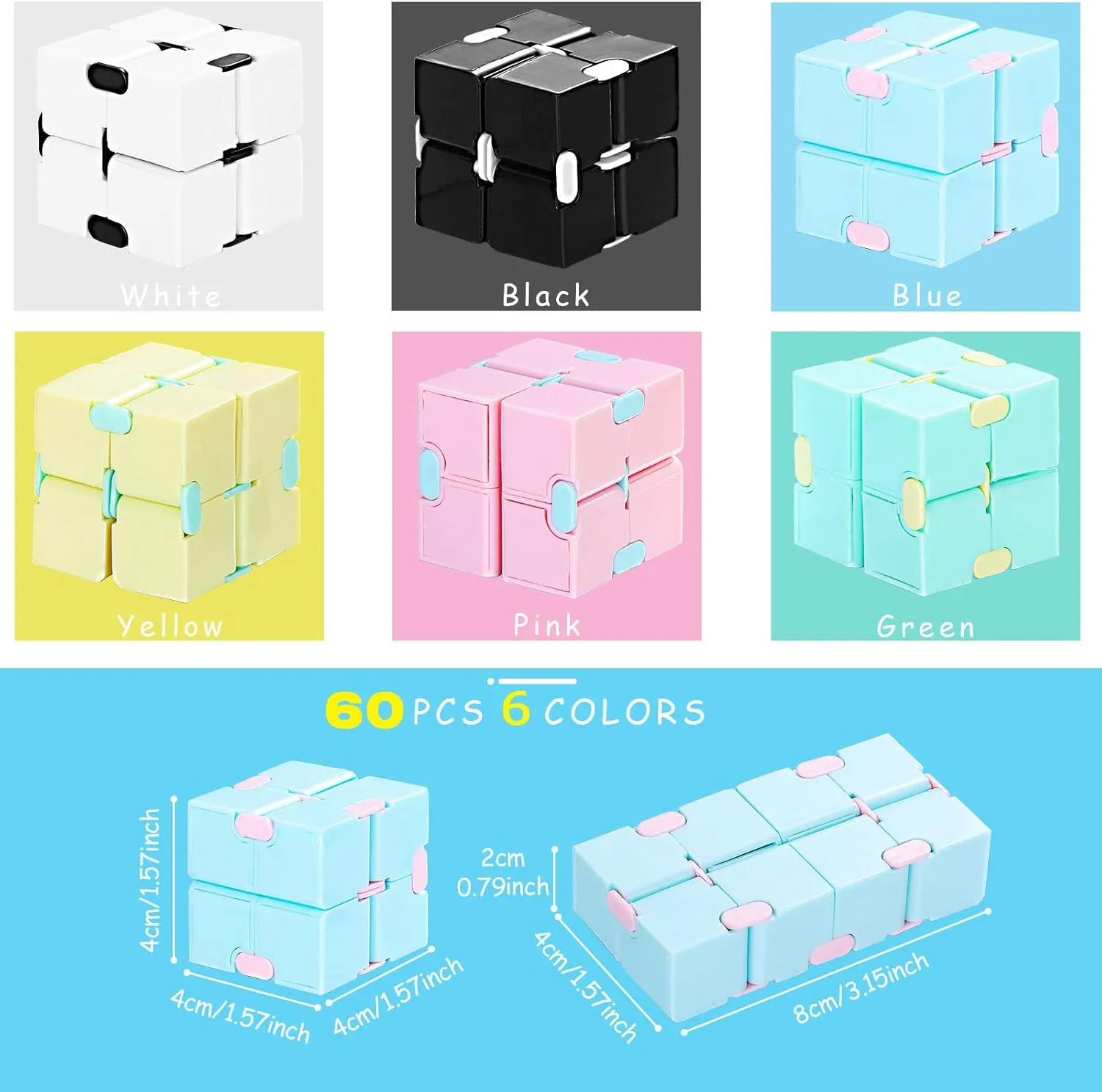 Block Game Sensory Gadget Gift for cassette emit laborious behavioral jot unimportant Anxiety Stress Relief Birthday Goodie Bag Stuffers(Macaroon Style) Chivao 60 Pieces Party Favors Cube Toy Cube Sensory Hand Held 