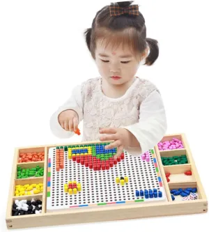 Blocks for Early Learning Puzzle for Boys and Fine Motor Skills Development horde everlasting 1Set Colorful Mushroom Nail Educational of Jigsaw 