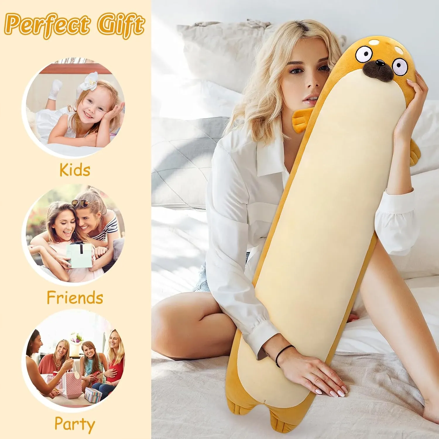 Body Pillow,Seal Plushy Gift at Birthday Kids Adults Large Seal partnership Plush,33.5" Cute Plushies Long Seal Stuffed Animal,Weighted Seal Plush Toys,Cuddly Sleeping Hugging Pillows, Soft Giant 