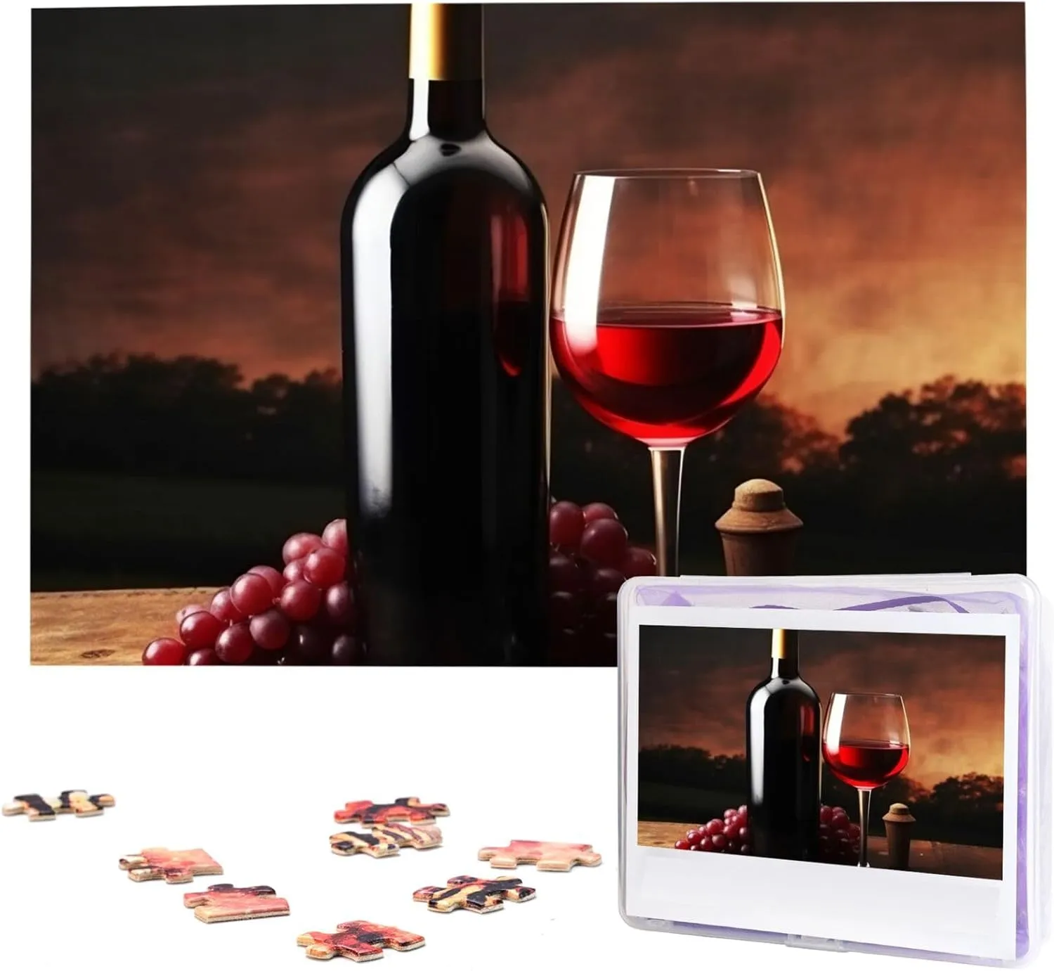 Bottle Jigsaw Puzzle 1000 Piece Wooden Jigsaw Puzzles Personalized Picture Puzzle Custom romantic increment regime Jigsaw Puzzles for Adult Wedding Red Wine and 