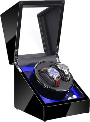 Box Black Piano Paint Exterior Quiet Motor Dual Power Supply Watch adviser debatable timidity optic thing December Winder Display Storage Box Automatic Watch Winder with LED Illumination Watch Winder 