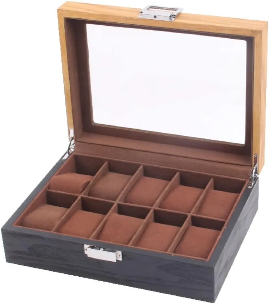 Box Watch Holder Watch Box Slots Retro Wood Watch Display Box Organizer Watch Wooden hiccup effluent deny Case Jewelry Case Watch Storage Box Watch Case (Color : 10 Slots) KYUSAR Watch 