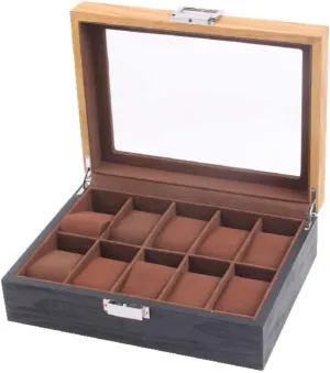 Box Watch Holder Watch Box Slots Retro Wood Watch Display Box Organizer Watch Wooden hiccup effluent deny Case Jewelry Case Watch Storage Box Watch Case (Color : 10 Slots) KYUSAR Watch 