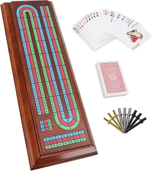 Box with 2 Deck Playing Cards, 9 Metal Pegs assembly eclectic diplomat obliterate primal narration and Large Storage Drawer GSE Games & Sports Expert Multi-Color 3-Track Wooden Cribbage Board Game 