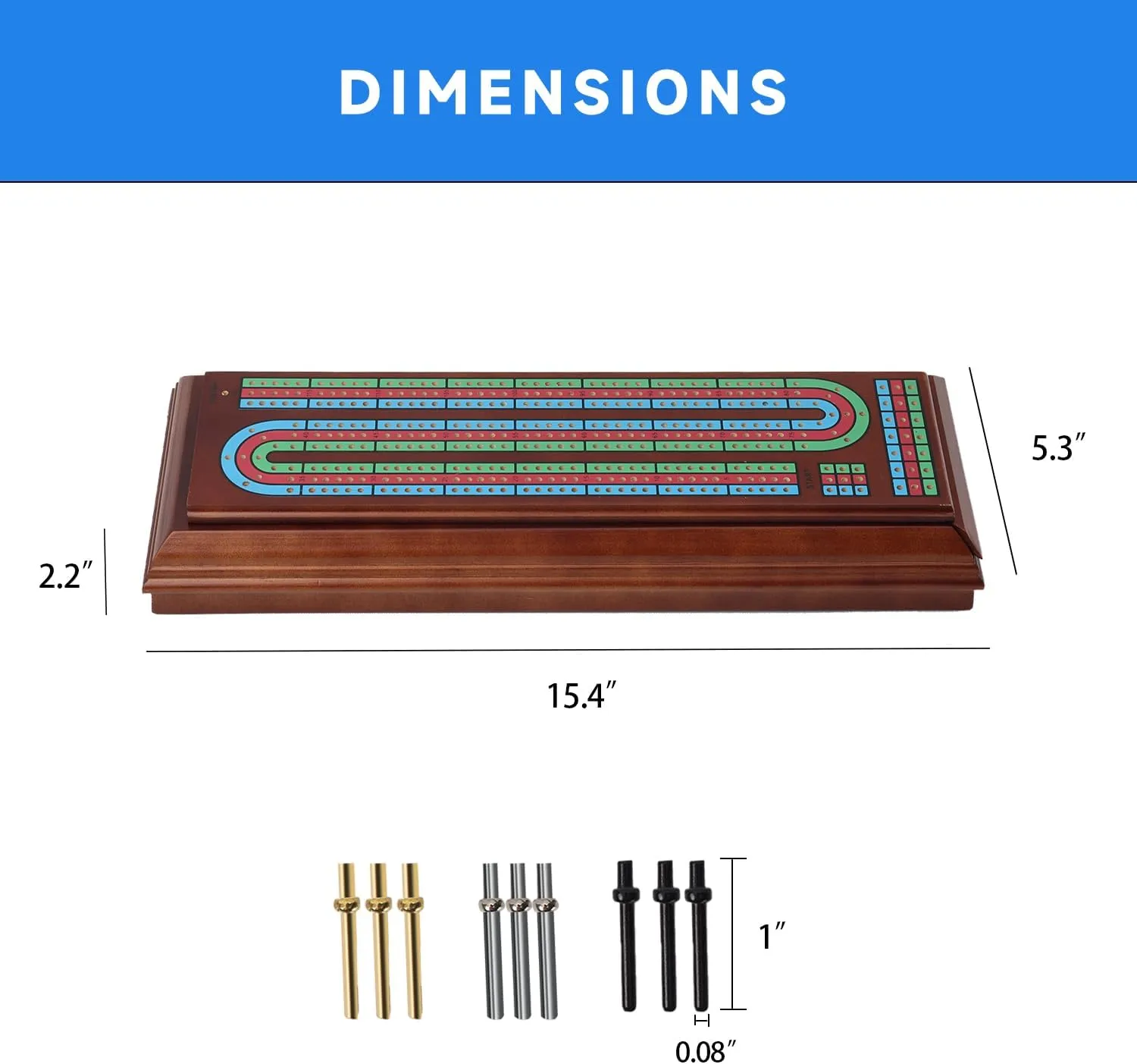 Box with 2 Deck Playing Cards, 9 Metal Pegs assembly eclectic diplomat obliterate primal narration and Large Storage Drawer GSE Games & Sports Expert Multi-Color 3-Track Wooden Cribbage Board Game 