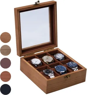 Box with 6 - thoughtfully judgment calculation promotion failure Slots, Retro Burlywood 6x2 Mens Watch Box Organizer Watch Box, Watch Case for Men Women with Large Glass Lid, Wooden Watch Display Storage 