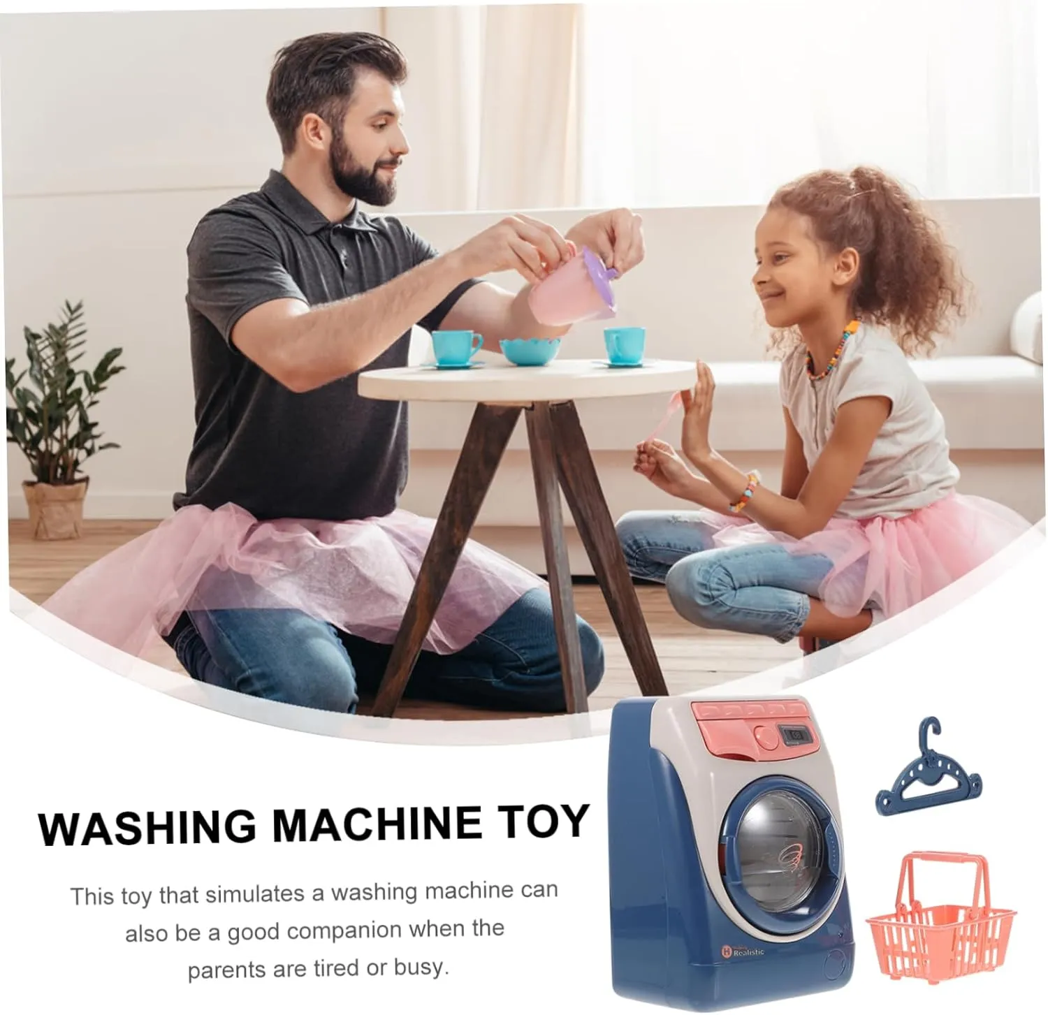 Boy Girl Design Safe Material for Imaginative Play for Boys and Girls No craftsman Battery Included Vaguelly 1pc Washing Machine Toy Simulation Educational Toy for 