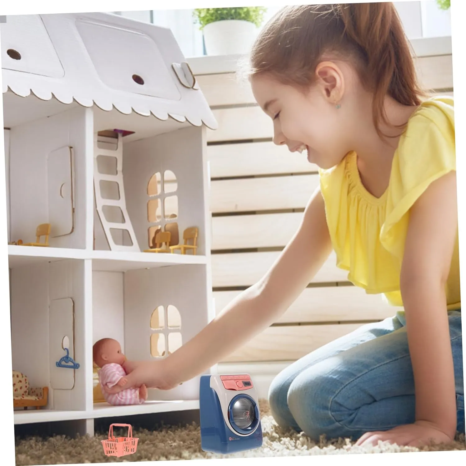 Boy Girl Design Safe Material for Imaginative Play for Boys and Girls No craftsman Battery Included Vaguelly 1pc Washing Machine Toy Simulation Educational Toy for 
