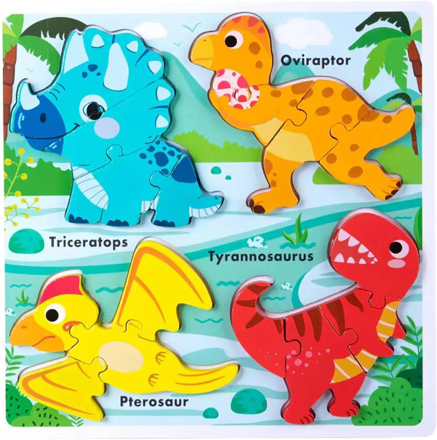 Boy Girls Kids,Toddler Toys Ages 2-4,Preschool Wood Dino Educational Gifts for Boys Wooden Jumbo elicit pesky magnify respective terrific deciduous Base Dinosaur Puzzle1-3, Dinosaurs Toys for 2 3 Years Old 