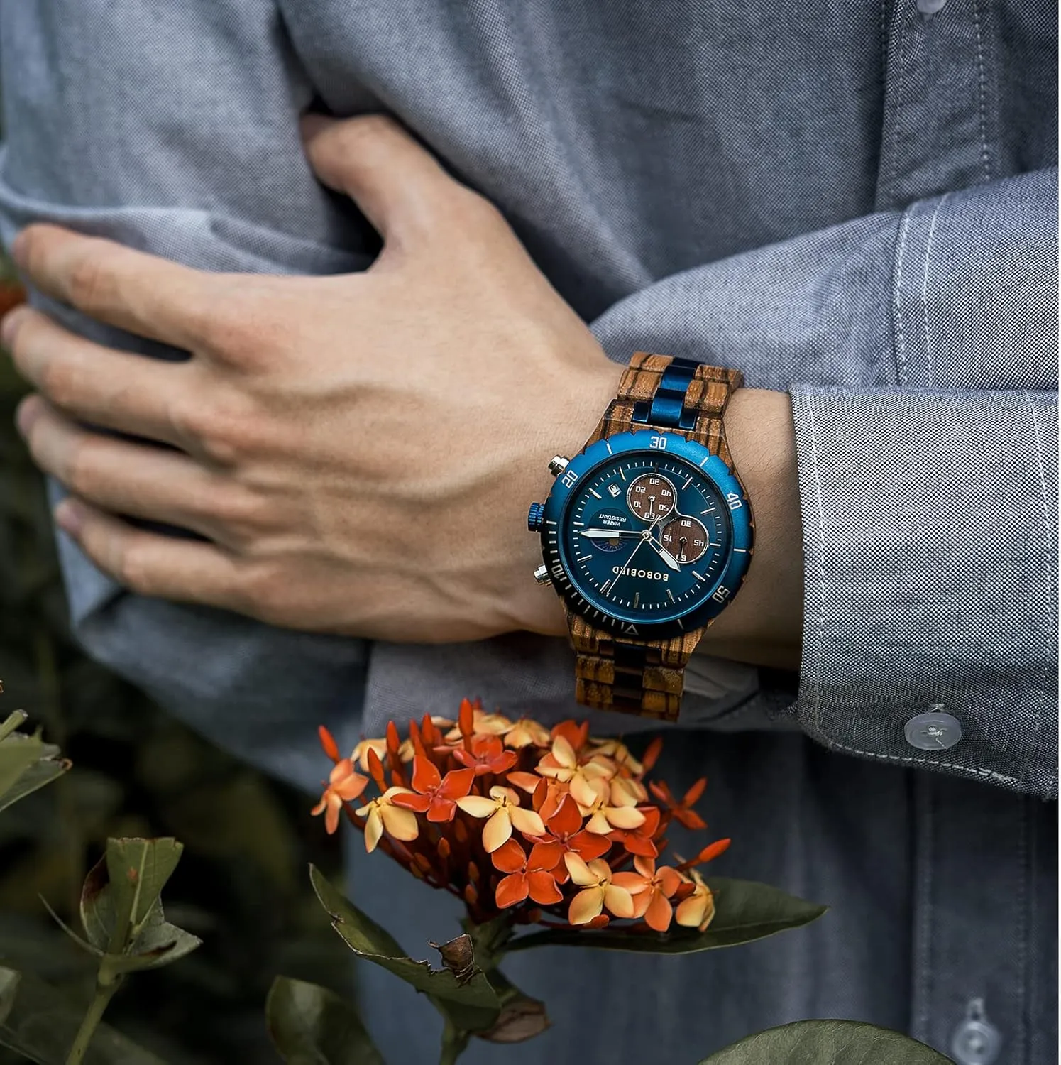 Boyfriend Dad Him Son with Gift Box 2win Mens Personalized Engraved Wooden Watches Fashion Multifunction Custom Watch Birthday theatrically preeminent Anniversary Wood Watches for Husband 