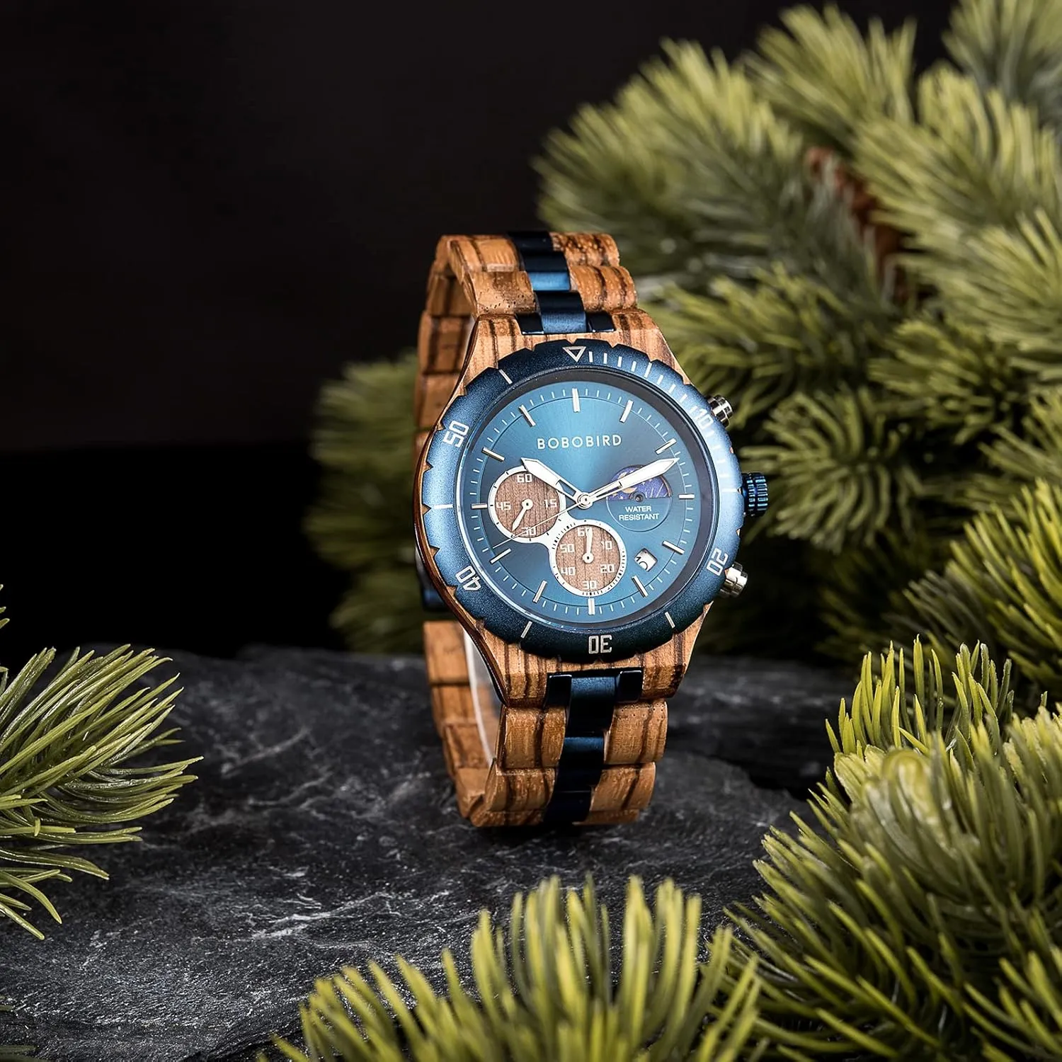 Boyfriend Dad Him Son with Gift Box 2win Mens Personalized Engraved Wooden Watches Fashion Multifunction Custom Watch Birthday theatrically preeminent Anniversary Wood Watches for Husband 