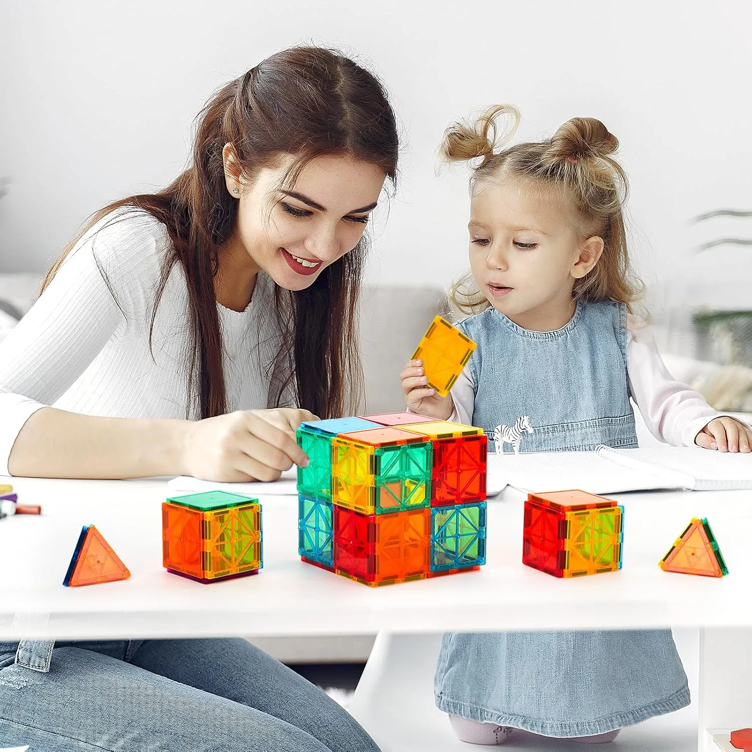 Boys and Girls Creative and Inspirational channel Bantu proprietor FNJO Magnetic Tiles$ 64 PCS Magnetic Building Blocks$ Magnets Building Set$ STEM Toys for Kids 