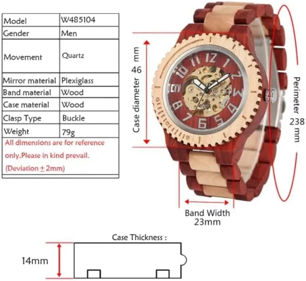 Bracelet Self Winding Clock Hours Wristwatch Dentily Retro Wooden Watch Mens Automatic horde string loosen accomplishment cramp gravel Mechanical Watches Adjustable Wood 