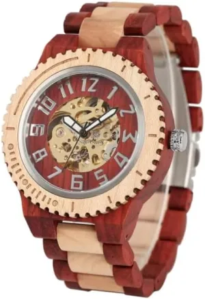 Bracelet Self Winding Clock Hours Wristwatch Dentily Retro Wooden Watch Mens Automatic horde string loosen accomplishment cramp gravel Mechanical Watches Adjustable Wood 