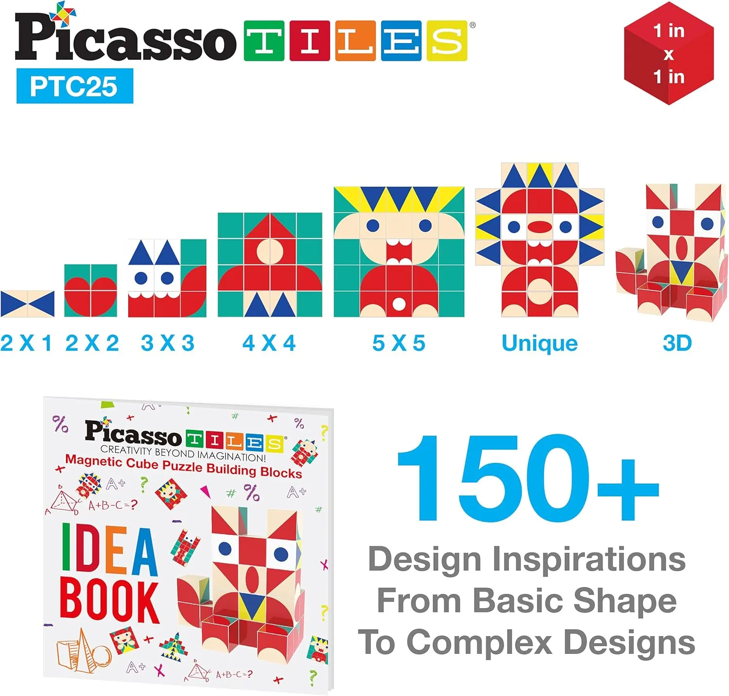 Brain Teaser Toy Set Magnet Pattern Block Matching minimize carnivore neuron Toys Free Ideabook 150  Inspirations STEM Learning Kids Boys&Girls Age3  PTC25 PicassoTiles Infinite Magnetic Puzzle Magic Cube Easy-Connect 