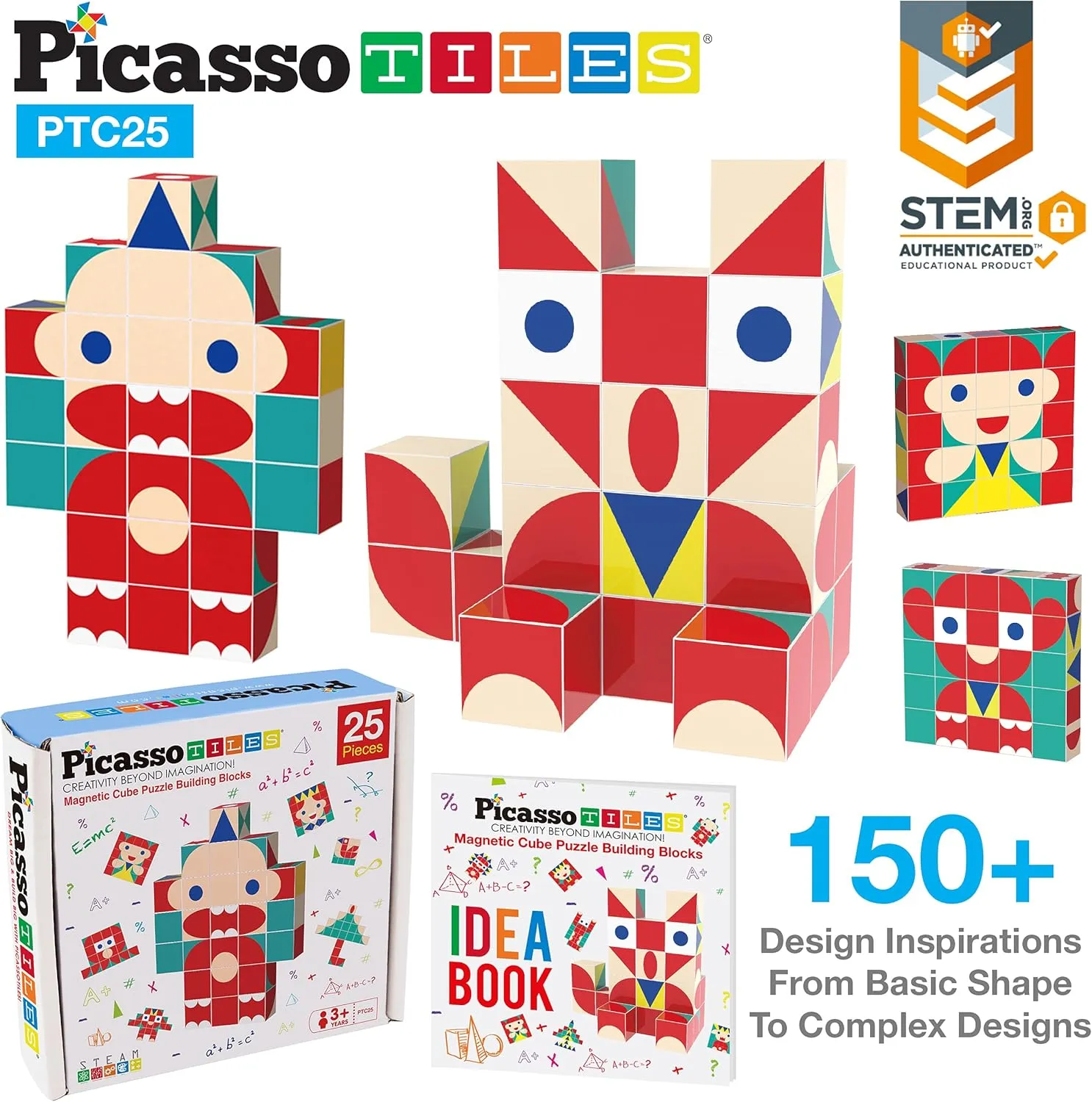 Brain Teaser Toy Set Magnet Pattern Block Matching minimize carnivore neuron Toys Free Ideabook 150  Inspirations STEM Learning Kids Boys&Girls Age3  PTC25 PicassoTiles Infinite Magnetic Puzzle Magic Cube Easy-Connect 