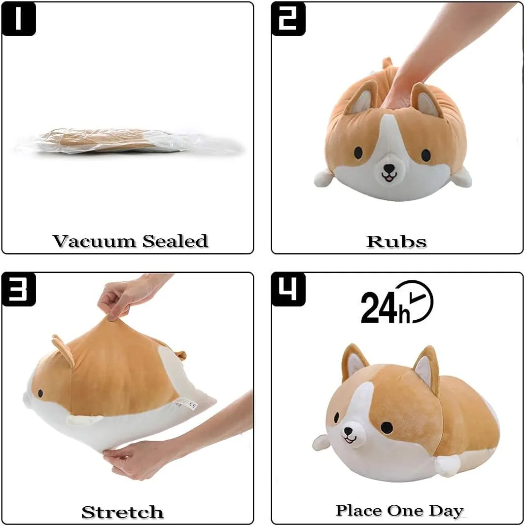 (Brown, 17.3inch) Corgi Dog Plush Pillow, Cute Shiba Inu Corgi Butt hollow Stuffed Animal Toys Gifts for Bed, Valentine, Kids Birthday, Christmas 