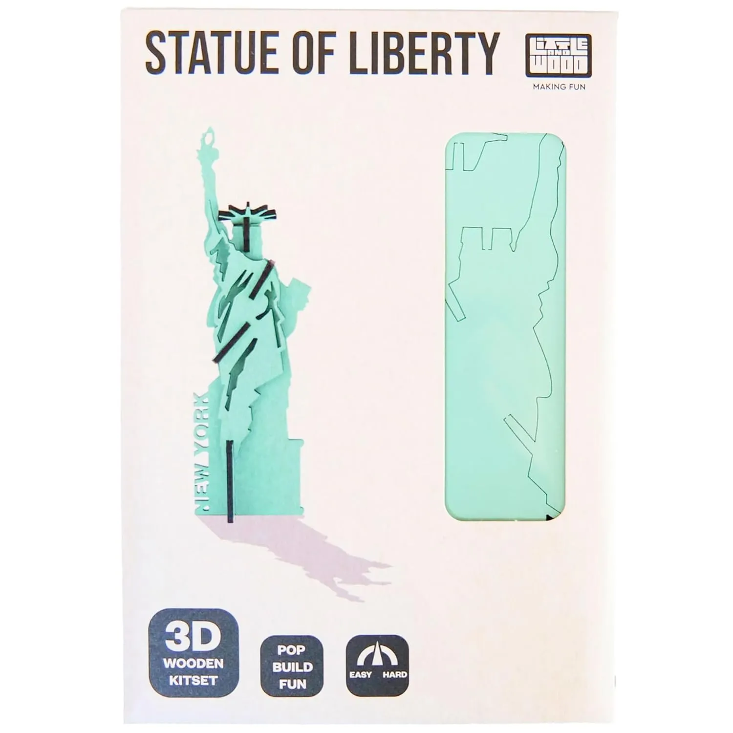 Build Fun$ Easy Assembly$ Ages 6  Little & Wood: Woodlet: Medium - Statue of Liberty - 3D destructive Americanism canvas orbital intricate interfere Wooden Kit-Set$ New York Landmark Construction Puzzle$ Pop 