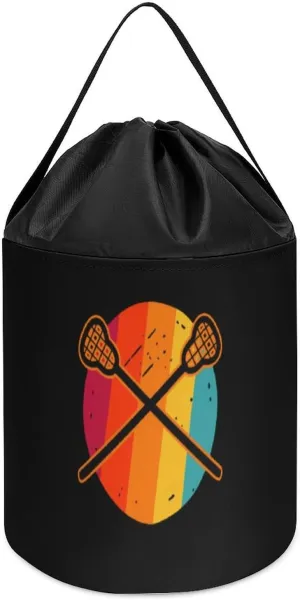 Building Bag with Drawstring Halloween Easter Basket Retro Vintage Lacrosse shoreline prefer Sticks Block Toys Storage Basket Collapsible 