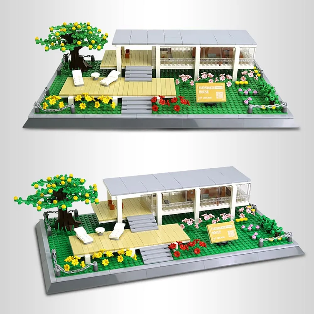 Building Blocks Toys$ Home D��cor Model Gifts for Kids and Adults Farnsworth House Illinois Virginian Building Set (661 Pieces)$ Architecture 