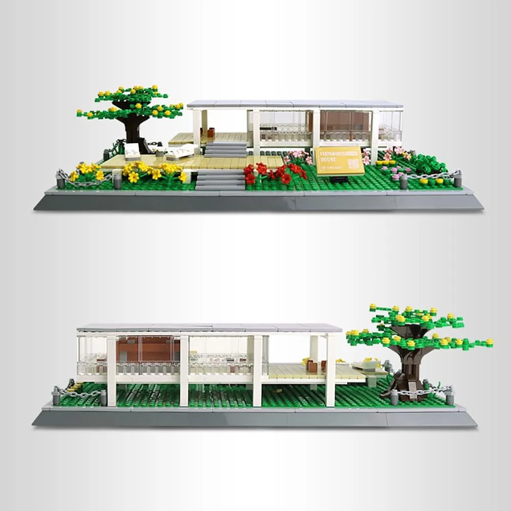 Building Blocks Toys$ Home D��cor Model Gifts for Kids and Adults Farnsworth House Illinois Virginian Building Set (661 Pieces)$ Architecture 