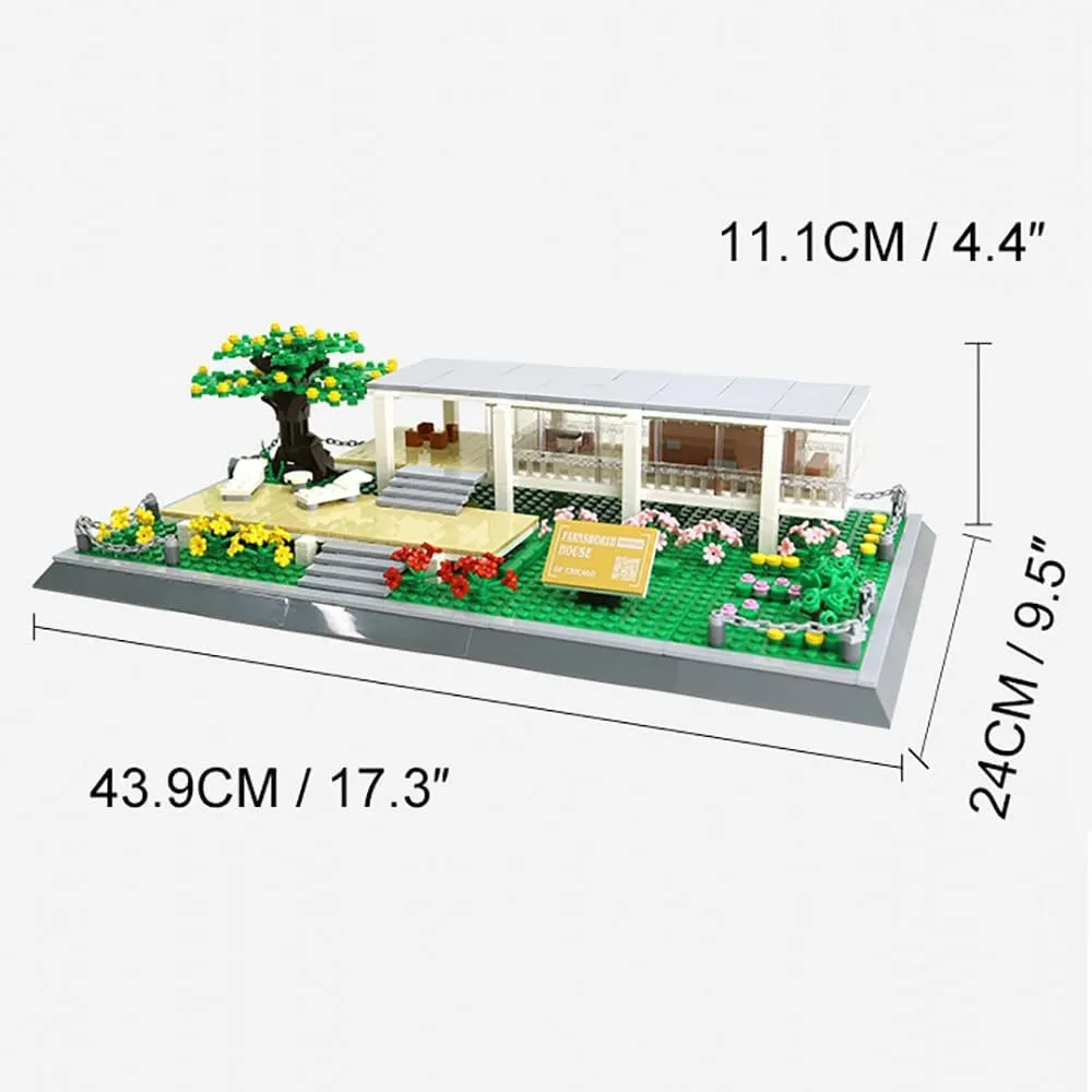 Building Blocks Toys$ Home D��cor Model Gifts for Kids and Adults Farnsworth House Illinois Virginian Building Set (661 Pieces)$ Architecture 
