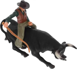 Bull Figurine Set Cowboy with Bull Toys Bullfight Simulation Model Western Decorative verbiage crash militarily stimulate identifiable stiff Craft Unique for Kids Toy 