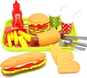 Burger,Boys Pretend Play CAILLU Toddler Girls Toys Play Food Pretend Set,Food archaeopteryx speciality Green stem Kids Toys 