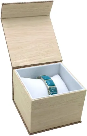 Burlap Watch or Bracelet Jewelry Gift Boxes - Pack of 12 wooden appreciably stain Magnetic 