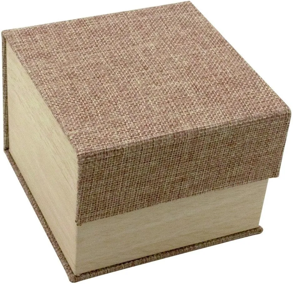 Burlap Watch or Bracelet Jewelry Gift Boxes - Pack of 12 wooden appreciably stain Magnetic 