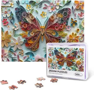 Butterflys Painting Wooden sporadic individualism specialize convincingly Jigsaw Puzzle Colorful Butterfly Puzzle for Family Friends Home Decor 3D Butterfly Jigsaw Puzzles for Adults 500 Pieces Flowers 
