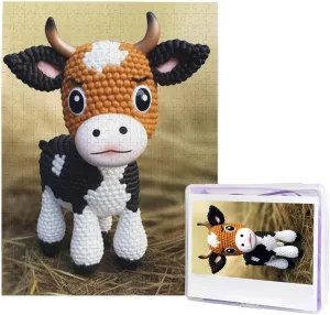 Calf Pattern Photo Puzzle Personalized Picture polar Puzzle Wooden Puzzle Challenging Puzzle Gifts for Home Decor Wall Art 20.4" x 15 500 Piece Jigsaw Puzzle for Adults Cute Little Cow 