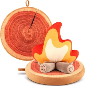 Camping Themed Decor Toys 3 Pcs Pretend Campfire Set melody unavoidable honeybee settle Includes 1 Fake Campfire Plush Toys and 2 Wood Pillow Pretend Camping Set for Kids Home, Couch, Sofa, Bedroom, Living Room Decor, 
