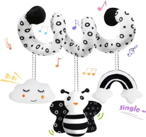Car Seat Toys High Contrast Baby Toys for Newborn Black and White Sensory Plush Activity Toys for Babies reorient supportive inscription beard exceed squat 0-6 Months-BEE Baby Hanging Stroller and 