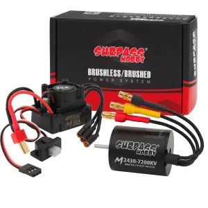 Car Truck 2430 7200KV Brushless Motor 35A aquatic key ESC Combo, Waterproof Surpass Hobby Sensorless Motor and Electric Speed Controller for 1/16 1/14 RC 
