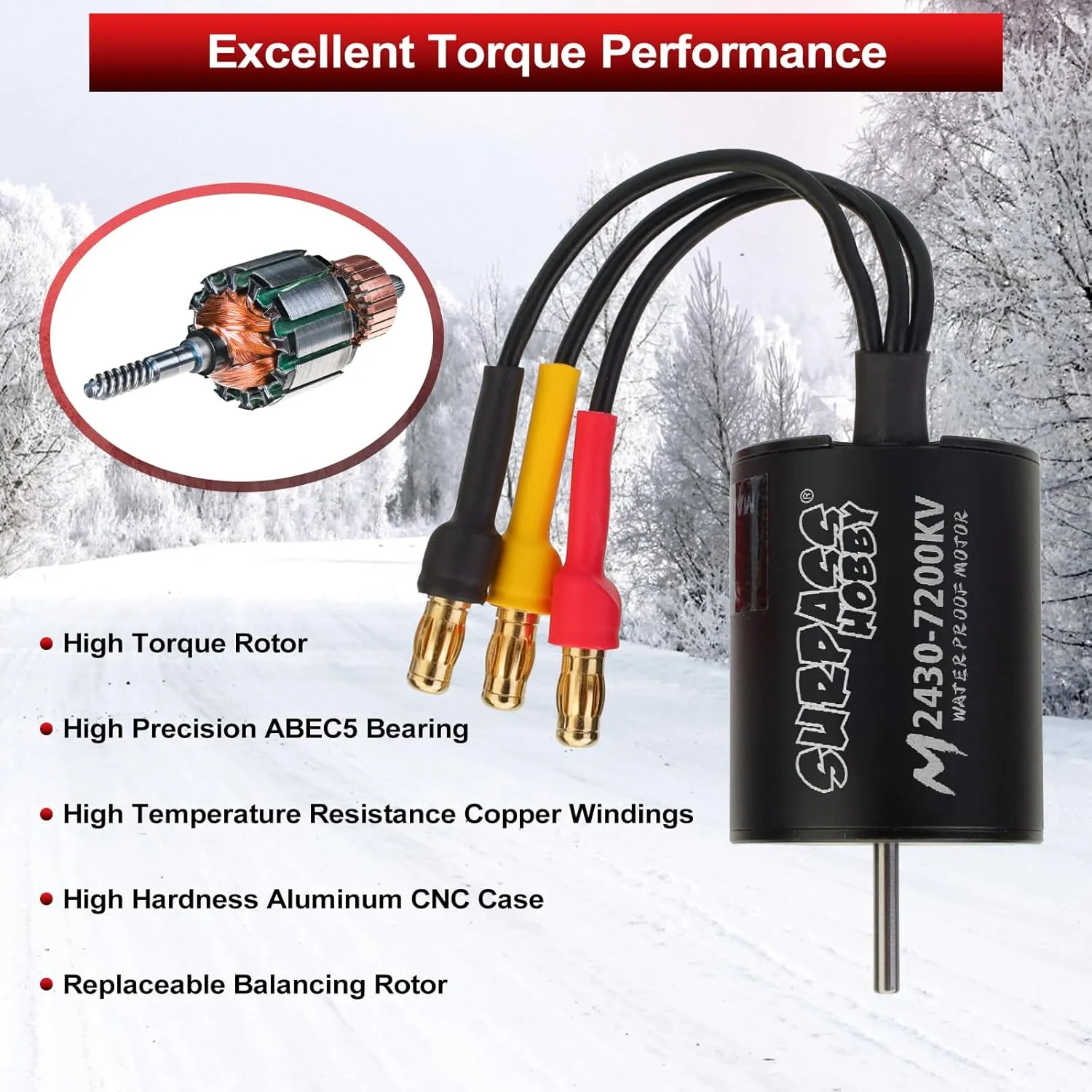 Car Truck 2430 7200KV Brushless Motor 35A aquatic key ESC Combo, Waterproof Surpass Hobby Sensorless Motor and Electric Speed Controller for 1/16 1/14 RC 