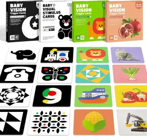 Cards, 80 Pcs 160 perfection Page Black White Colorful Baby Flashcards Newborn Toys for Infants Visual Stimulation Brain Sensory Development(0-36 Months) 4 Sets High Contrast Baby 