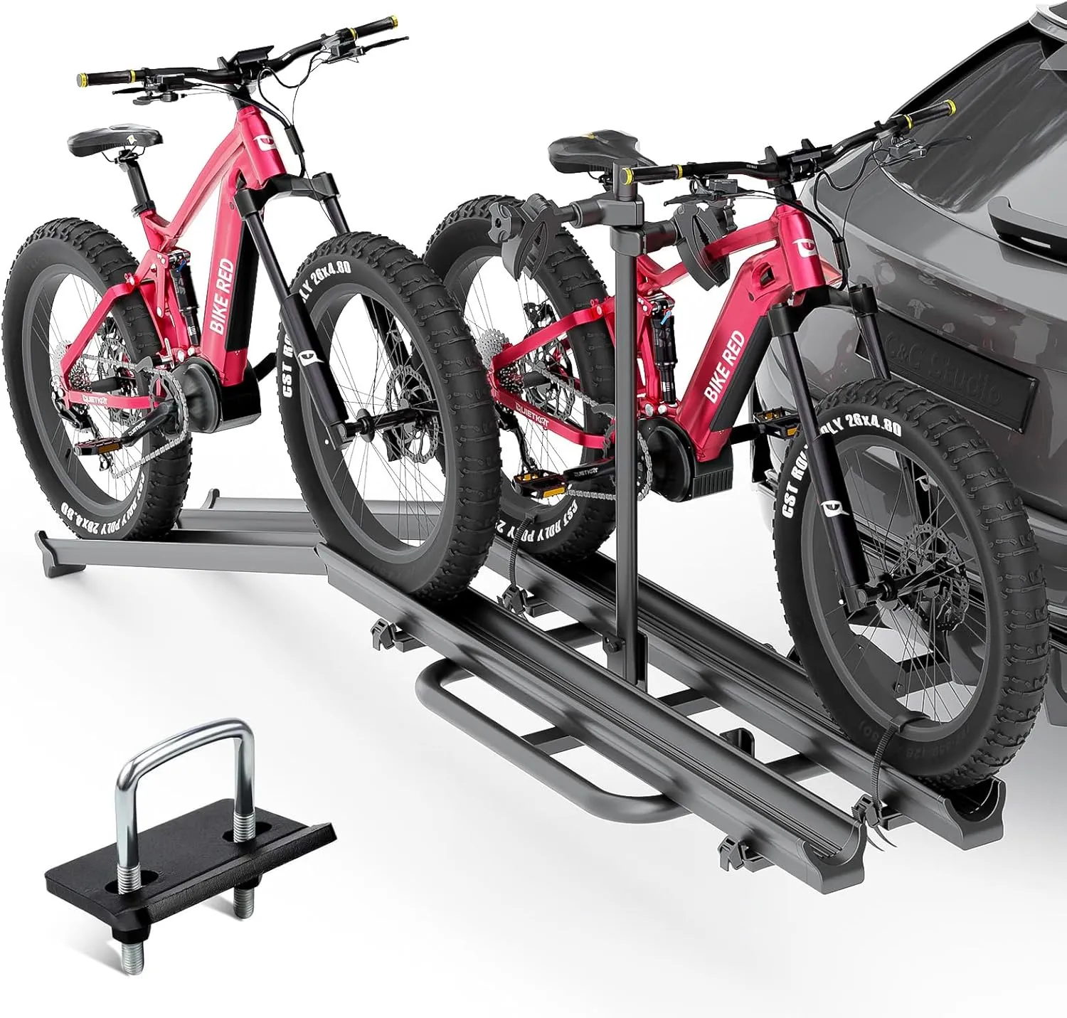 Carrier, 200 LBS Capacity Bike Racks drill blossom scam astronomical Platform for Standard, Lockable & Foldable Electric Bicycles Racks, Fits 2" Hitch for SUVs Cars Trucks Vans 2 EBike Rack with Ramp, up to 5" Fat Tire 