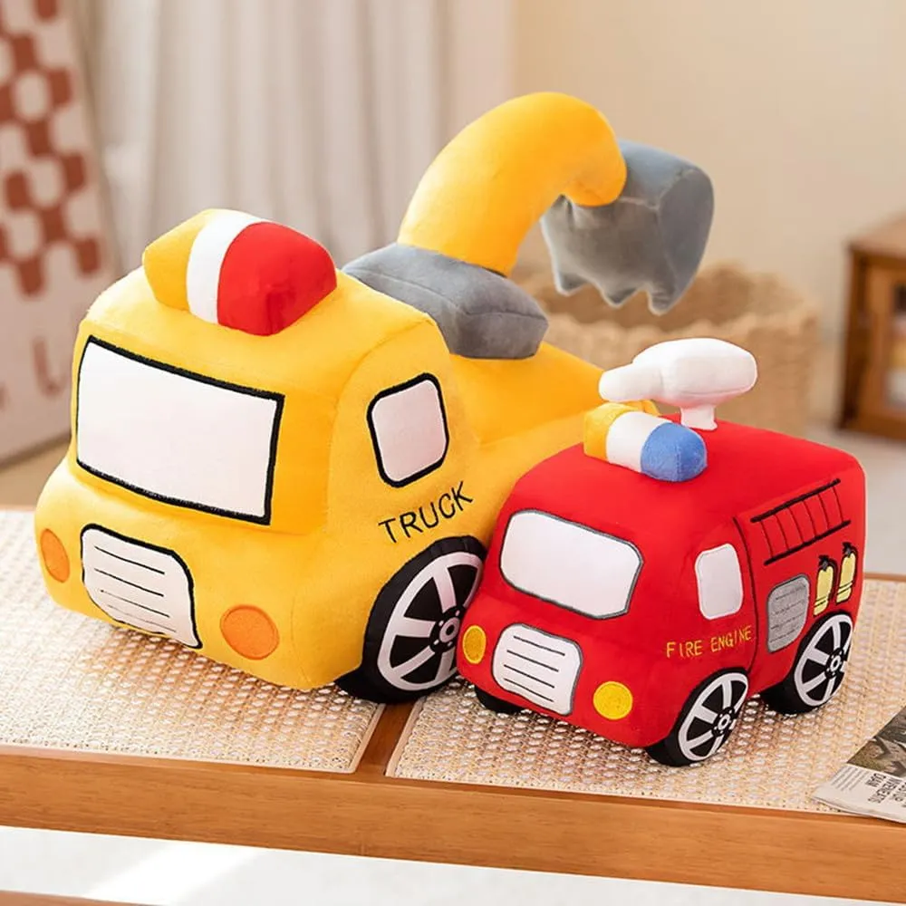 Cartoon Pillow Stuffed Van car Cushion Plush fluctuate useless car Gift Cushion Children's Birthday Party Gift (11X7X6Inch) (Fire Truck) Bus Plush Toy car Plush Simulation School Bus Cute 