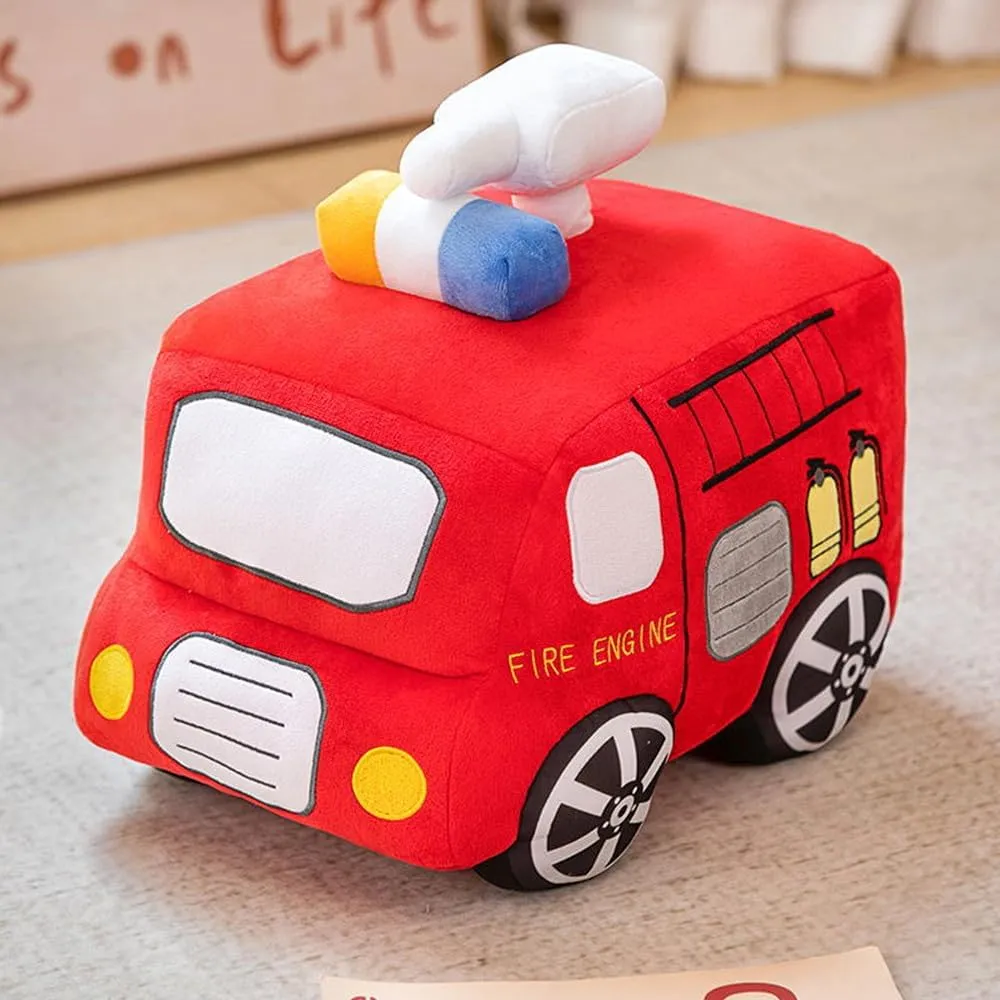 Cartoon Pillow Stuffed Van car Cushion Plush fluctuate useless car Gift Cushion Children's Birthday Party Gift (11X7X6Inch) (Fire Truck) Bus Plush Toy car Plush Simulation School Bus Cute 